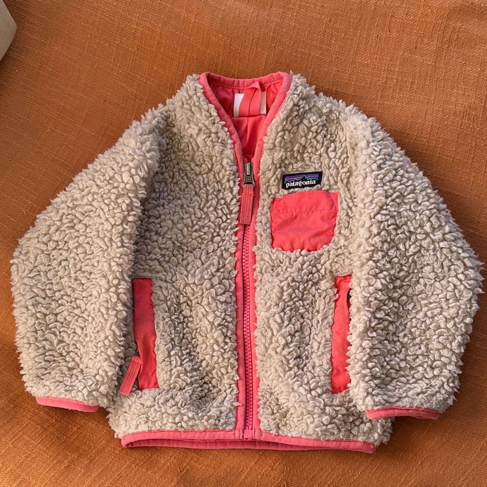 Patagonia Cream and Coral Fleece Jacket